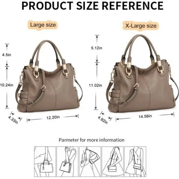 🆕Women Khaki Genuine Leather Purses and Handbags Satchel Tote Shoulder Bag